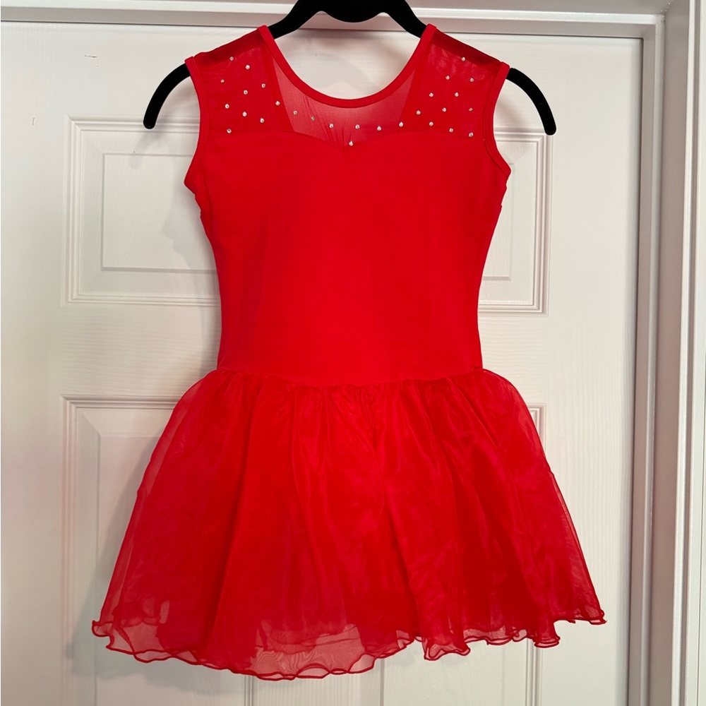 Red Sleeveless Dress with Sheer Accents